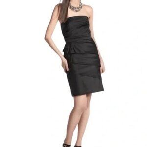 White House Black Market Strapless Tiered Cocktail Dress sz 2 Tiered LBD